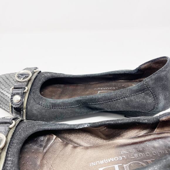 AGL Attilio Giusti Leombruni Snake Cap Toe Hidden Wedge Flats Size 36 1/2 Black - Picture 7 of 13